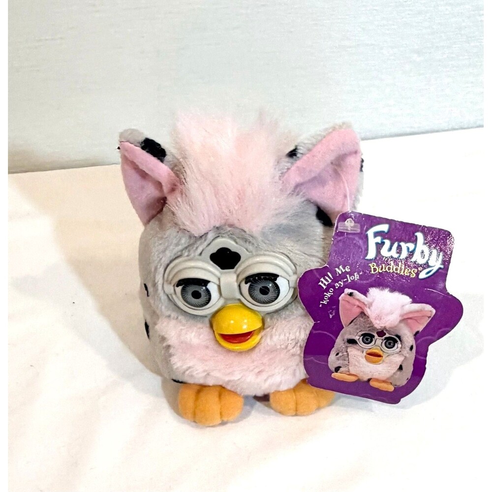 Tiger Electronics Furby Buddies Koko Ay-Loh Dalmatian Pink Hair Plush 1999